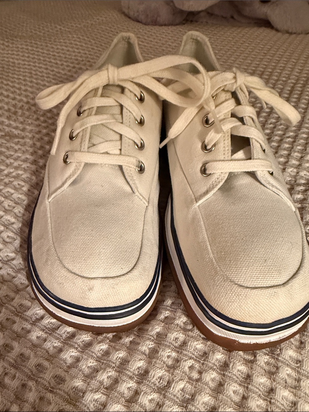 Men's Casual Canvas Lace-Up Shoes in Off-White